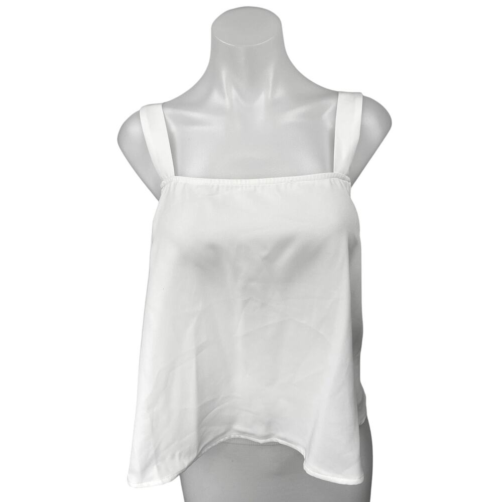 NEW Sugarlips White Sheldyn Square Neck Boxy Tie Sleeveless Tank Top Size L